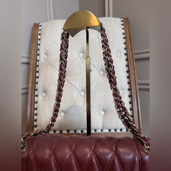 Valentino by Mario Valentino Quilted Leather Chain Shoulder Bag – Burgundy Wine - Picture 5 of 16